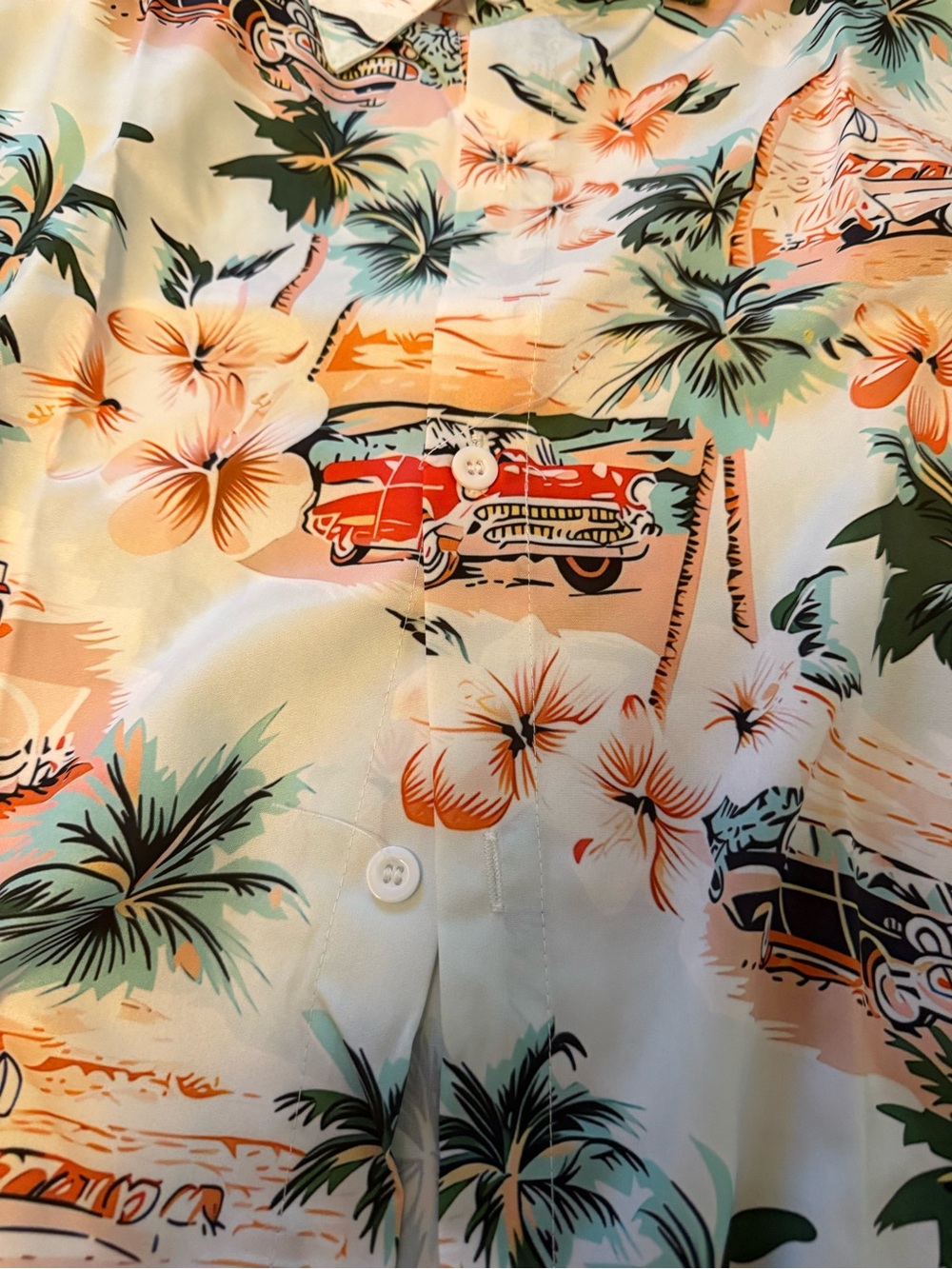 Men's Tropical Print Shorts in Cream and Orange NEW SIZE XL